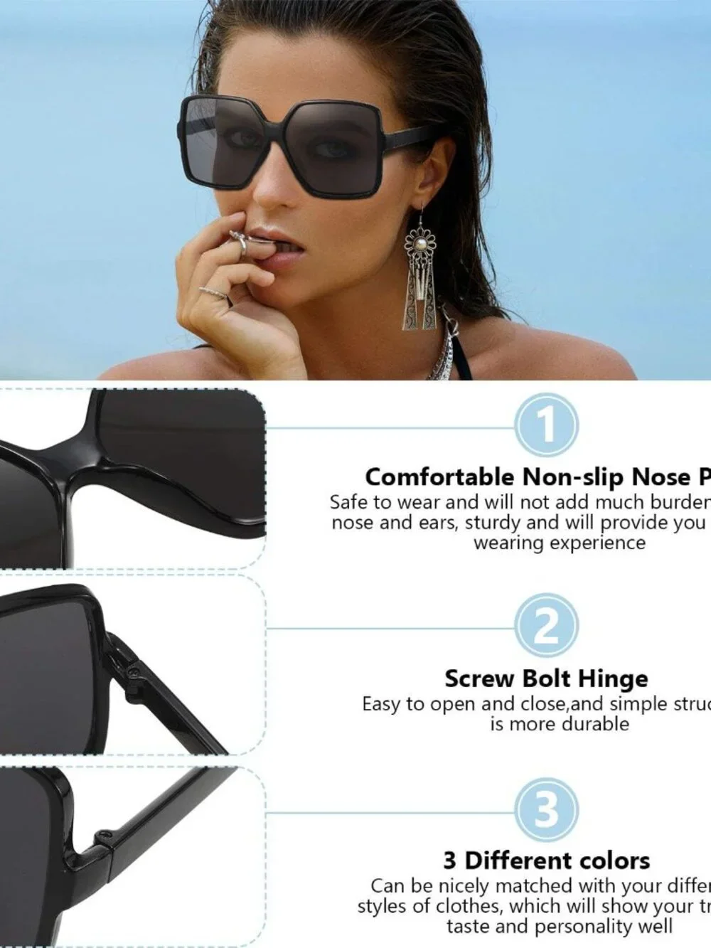 Fashionable Oversized Square Sunglasses with Polarized Lenses – 3 Chic Options